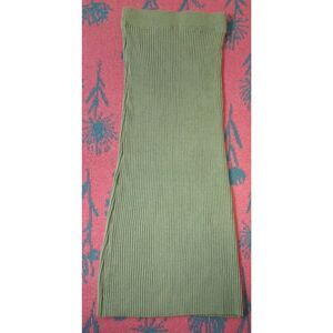 Pink diamond Womens small lime green pencil midi skirt fitted ribbed stretch